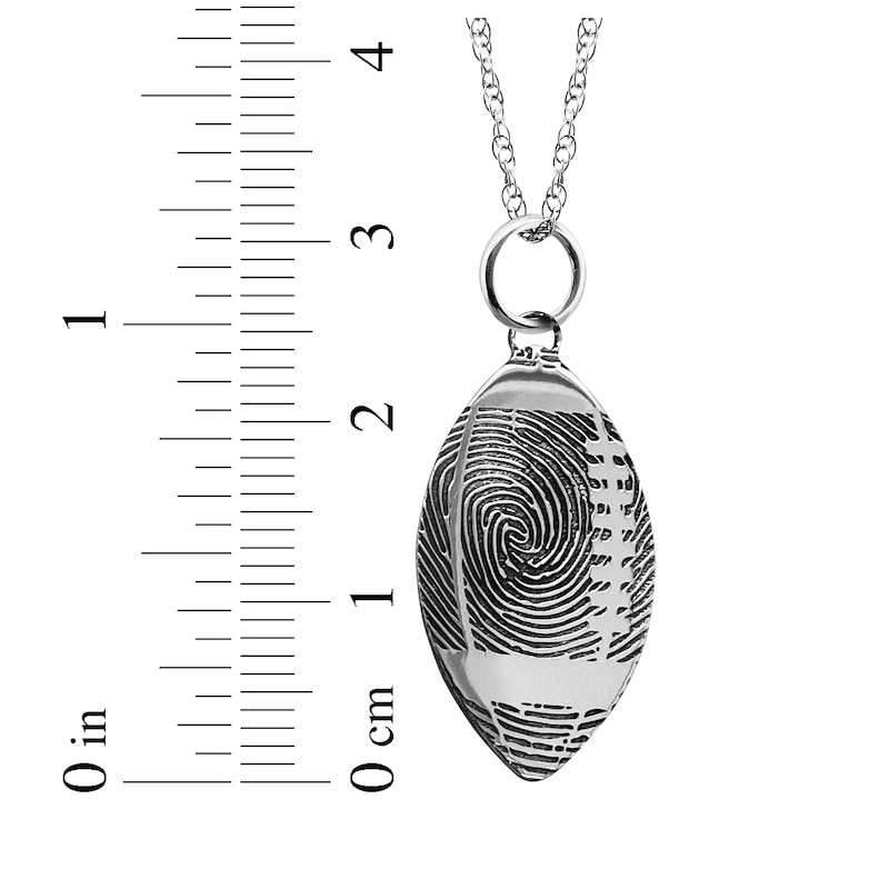 Main Image 4 of Your Own Fingerprint Football Necklace 10K White Gold 18"