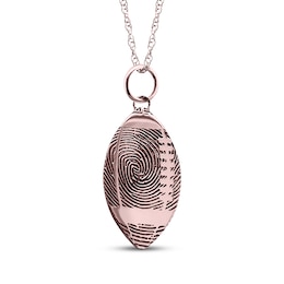 Your Own Fingerprint Football Necklace 10K Rose Gold 18"
