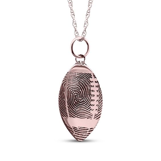Your Own Fingerprint Football Necklace 10K Rose Gold 18"