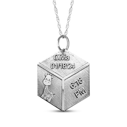 Birth Stats Block Necklace Sterling Silver 18"