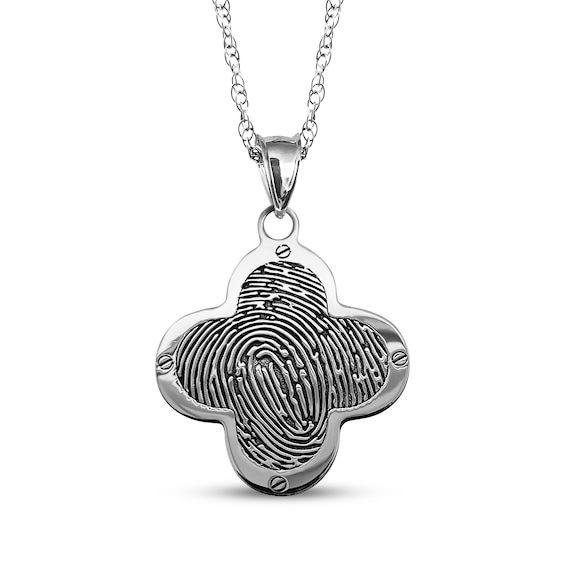 Your Own Fingerprint Clover Necklace Sterling Silver 18"