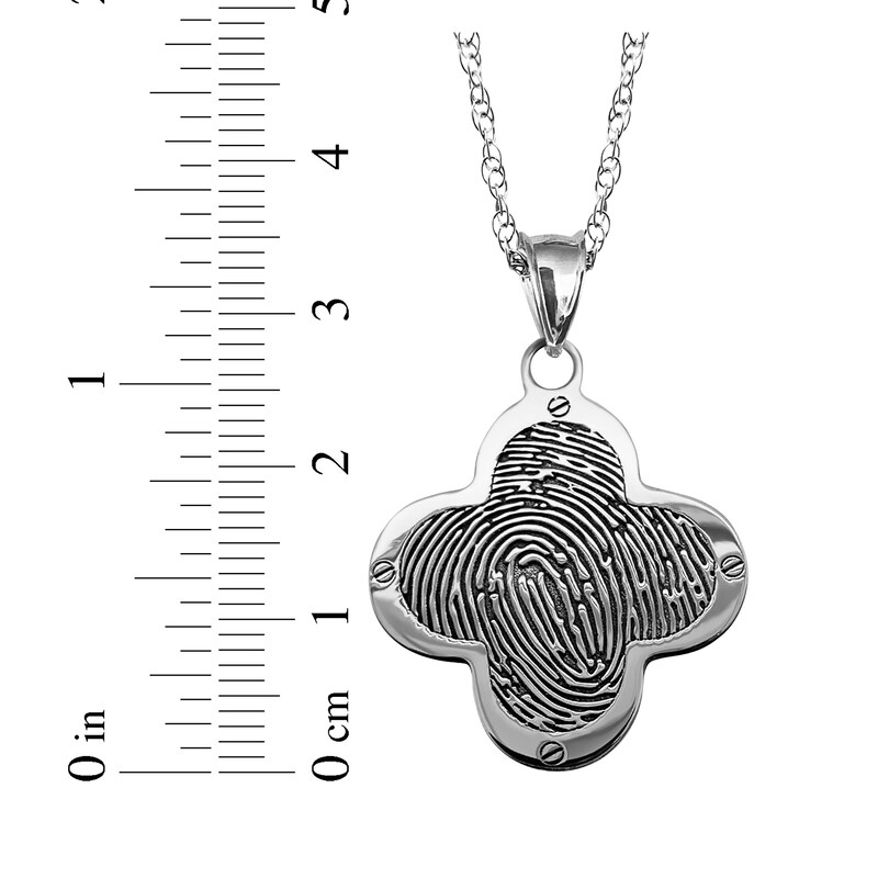 Main Image 4 of Your Own Fingerprint Clover Necklace Sterling Silver 18"