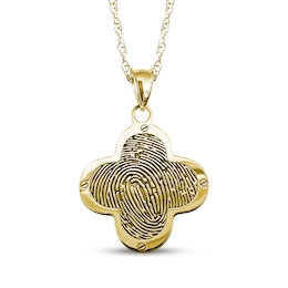 Your Own Fingerprint Clover Necklace 10K Yellow Gold 18"