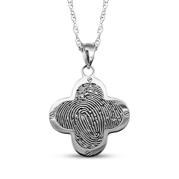 Your Own Fingerprint Clover Necklace 10K White Gold 18"