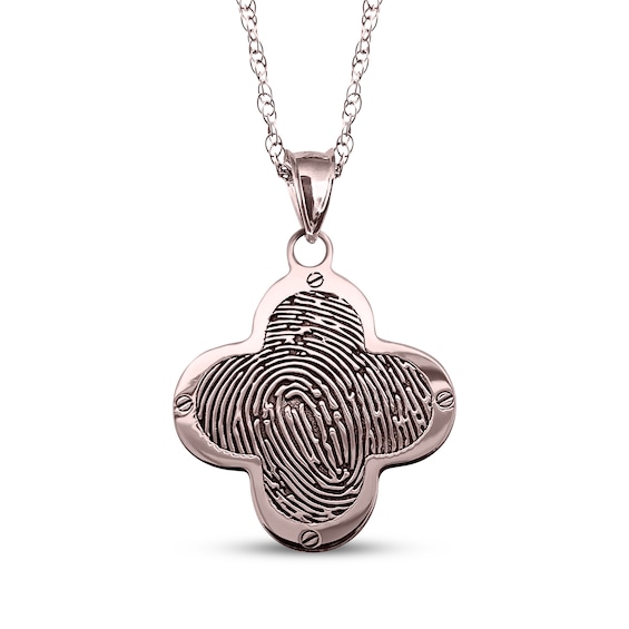 Your Own Fingerprint Clover Necklace 10K Rose Gold 18"