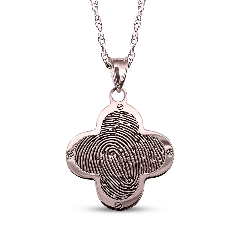 Main Image 1 of Your Own Fingerprint Clover Necklace 10K Rose Gold 18"