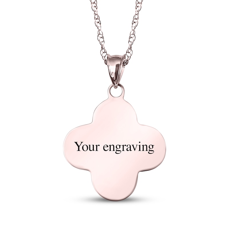 Main Image 2 of Your Own Fingerprint Clover Necklace 10K Rose Gold 18"