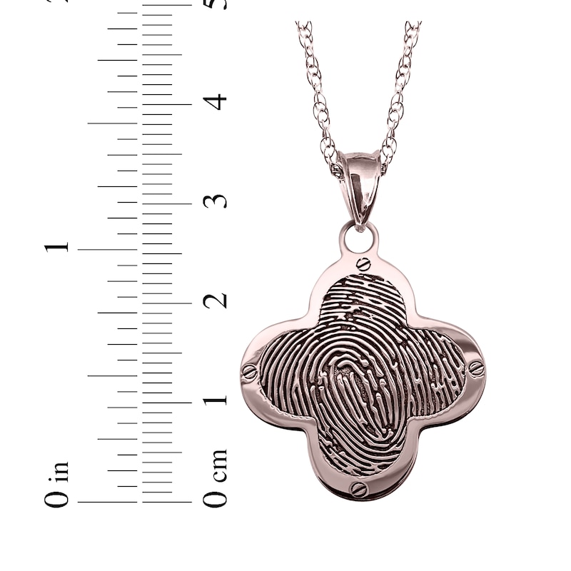 Main Image 4 of Your Own Fingerprint Clover Necklace 10K Rose Gold 18"