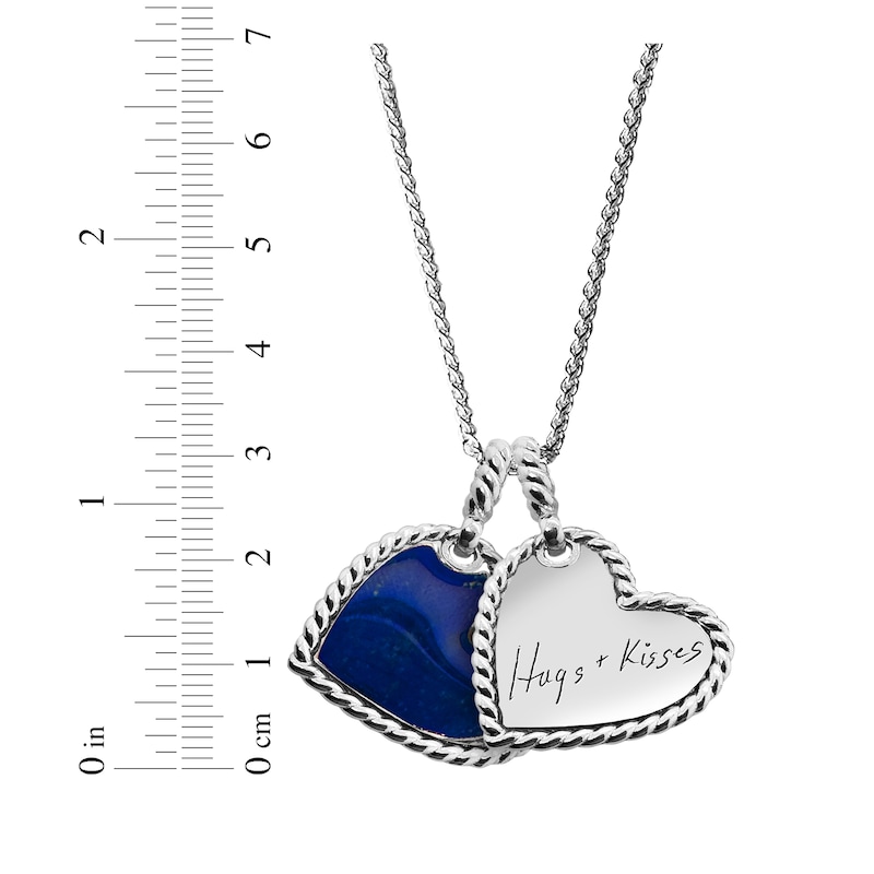 Main Image 3 of Your Own Handwriting & Color Enamel Double Heart Necklace Sterling Silver 22"