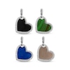 Thumbnail Image 2 of Photo & Enamel Double Tilted Heart Necklace with White Lab-Created Sapphires Sterling Silver 22"