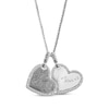 Thumbnail Image 1 of Your Own Fingerprint & Handwriting Double Tilted Heart Necklace with White Lab-Created Sapphires Sterling Silver 22"