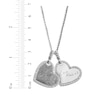 Thumbnail Image 2 of Your Own Fingerprint & Handwriting Double Tilted Heart Necklace with White Lab-Created Sapphires Sterling Silver 22"