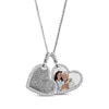 Thumbnail Image 1 of Your Own Fingerprint & Photo Double Tilted Heart Necklace with White Lab-Created Sapphires Sterling Silver 22"