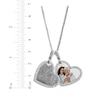 Thumbnail Image 2 of Your Own Fingerprint & Photo Double Tilted Heart Necklace with White Lab-Created Sapphires Sterling Silver 22"