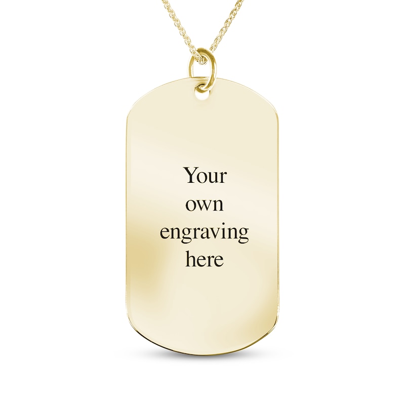 Main Image 2 of Engravable Photo and Your Own Fingerprint Dog Tag Necklace 10K Yellow Gold 22"