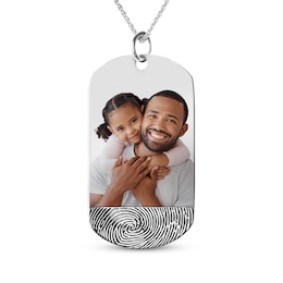 Engravable Photo Dog Tag Necklace 10K White Gold 22"