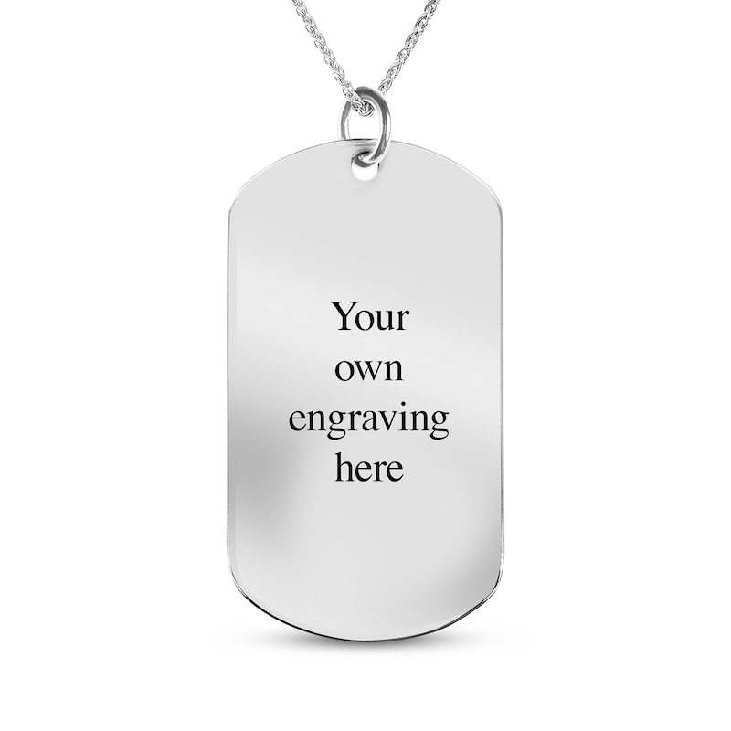 Main Image 2 of Engravable Photo and Your Own Fingerprint Dog Tag Necklace 10K White Gold 22"