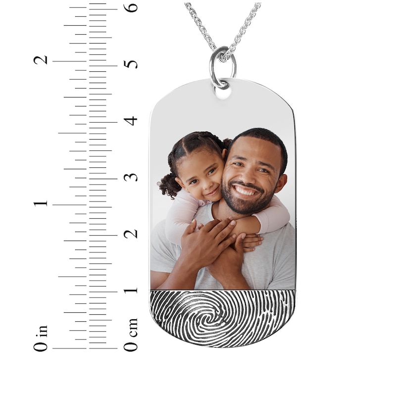 Main Image 4 of Engravable Photo and Your Own Fingerprint Dog Tag Necklace 10K White Gold 22"
