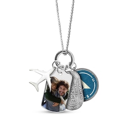 Photo Tag & Travel Charm Necklace Sterling Silver 18"