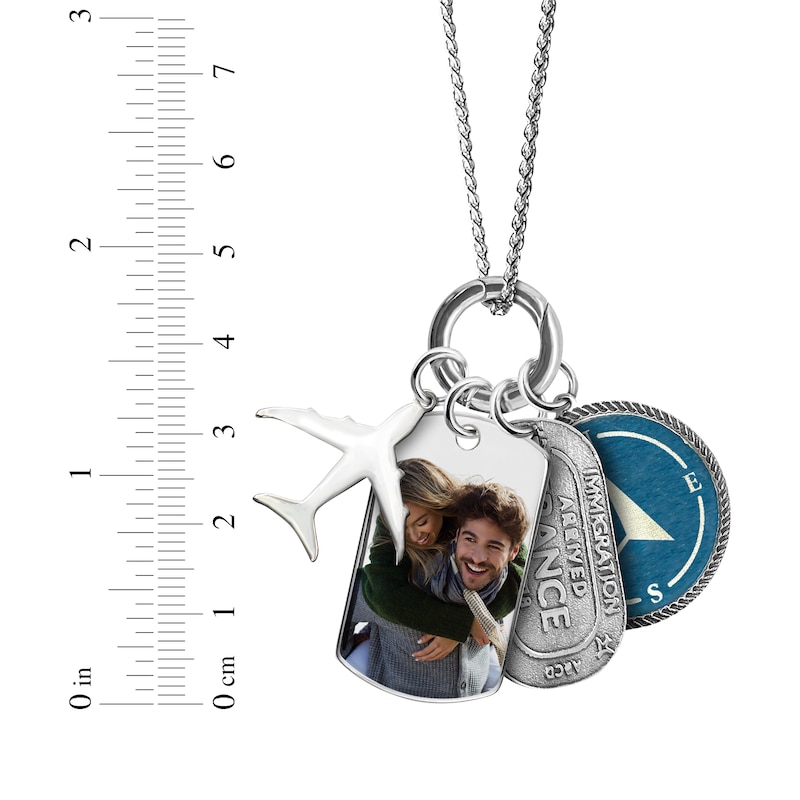 Main Image 2 of Photo Tag & Travel Charm Necklace Sterling Silver 18"