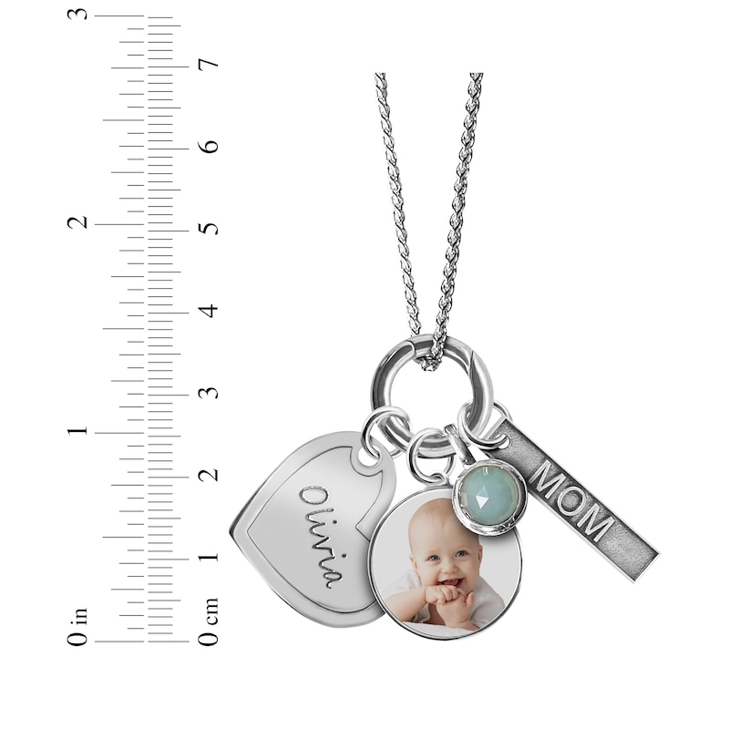 Main Image 2 of Photo Disc & "Mom" Charm Necklace Sterling Silver 18"