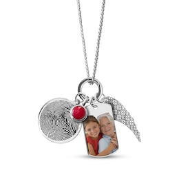 Photo Tag & Fingerprint Charm Necklace Sterling Silver 18"