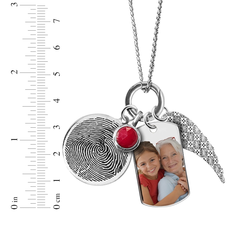 Main Image 2 of Photo Tag & Fingerprint Charm Necklace Sterling Silver 18"