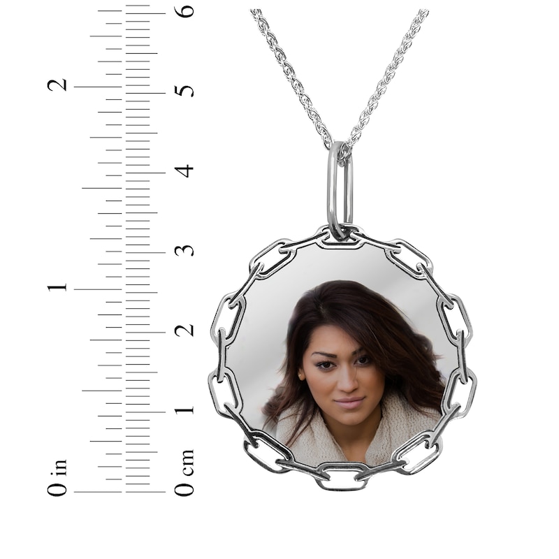 Main Image 4 of Photo Paperclip Chain Frame Disc Necklace Sterling Silver 18"