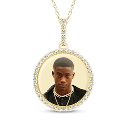 Photo Diamond Accent Frame Disc Necklace 10K Yellow Gold 18"