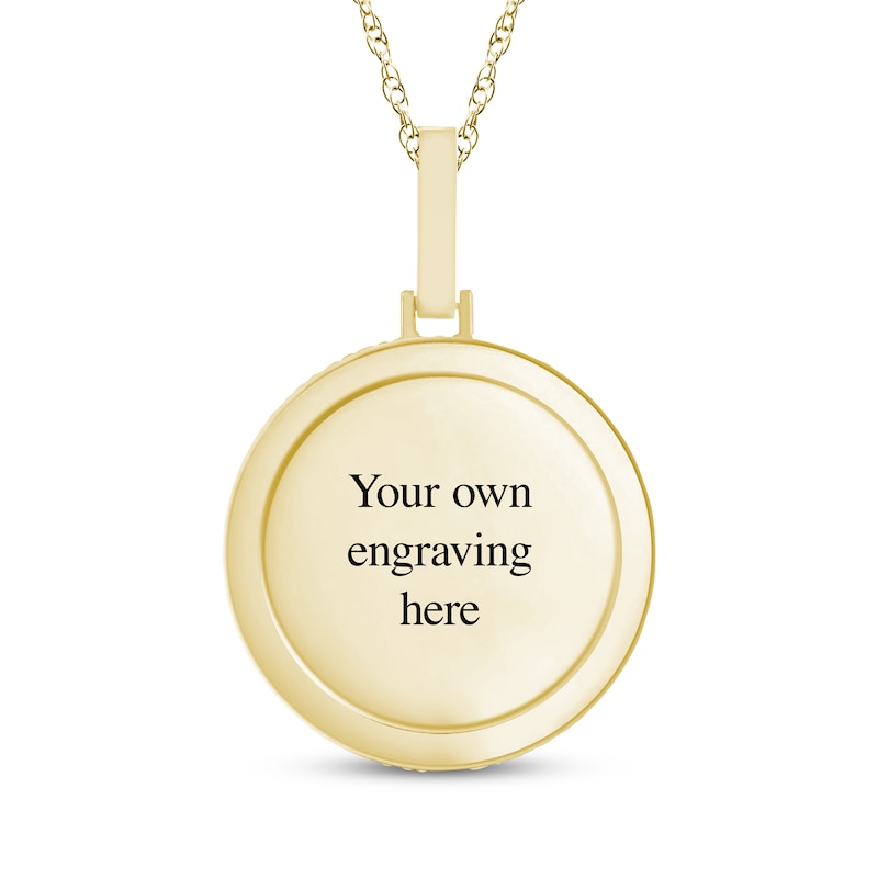 Main Image 2 of Photo Diamond Accent Frame Disc Necklace 10K Yellow Gold 18"