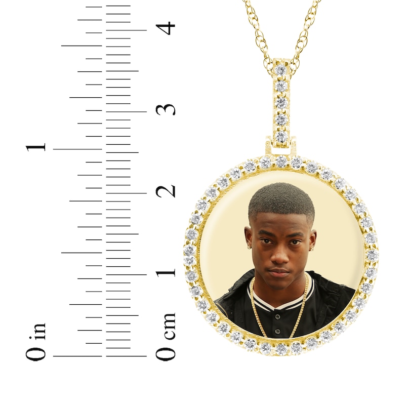 Main Image 4 of Photo Diamond Accent Frame Disc Necklace 10K Yellow Gold 18"