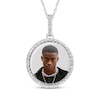 Thumbnail Image 1 of Photo Diamond Accent Frame Disc Necklace 10K White Gold 18"
