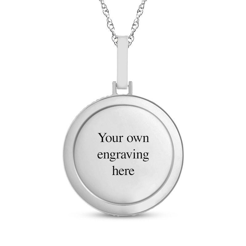Main Image 2 of Photo Diamond Accent Frame Disc Necklace 10K White Gold 18"