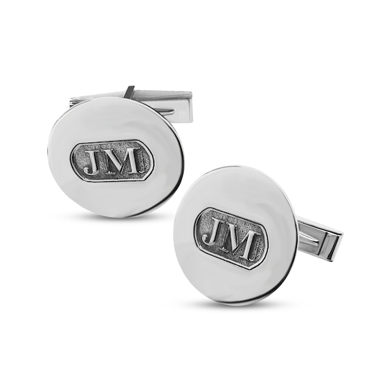 Engravable Circular Cuff Links Sterling Silver