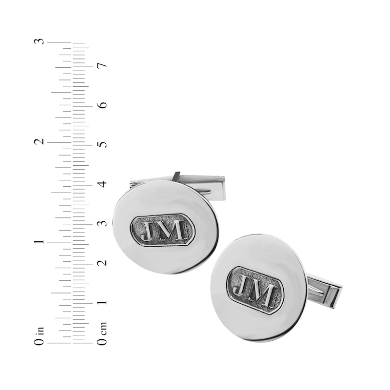 Main Image 3 of Engravable Circular Cuff Links Sterling Silver