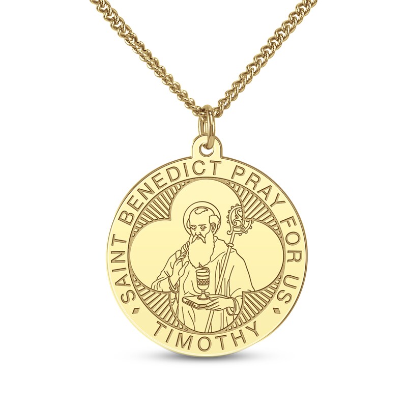 Main Image 2 of Men's Saint & Name Medallion Necklace 10K Yellow Gold 22"