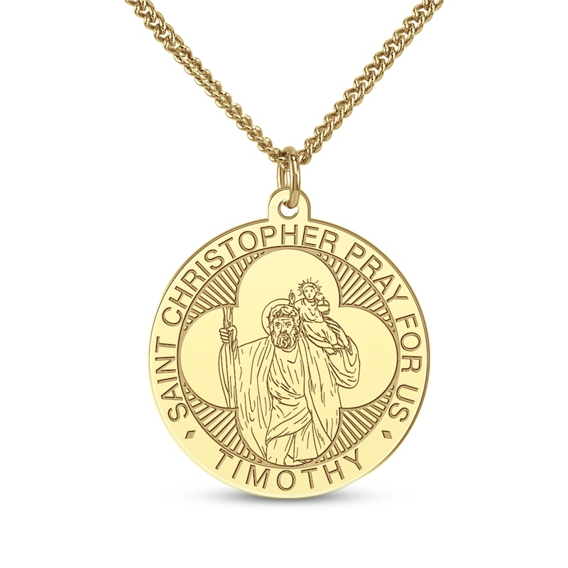 Main Image 3 of Men's Saint & Name Medallion Necklace 10K Yellow Gold 22"