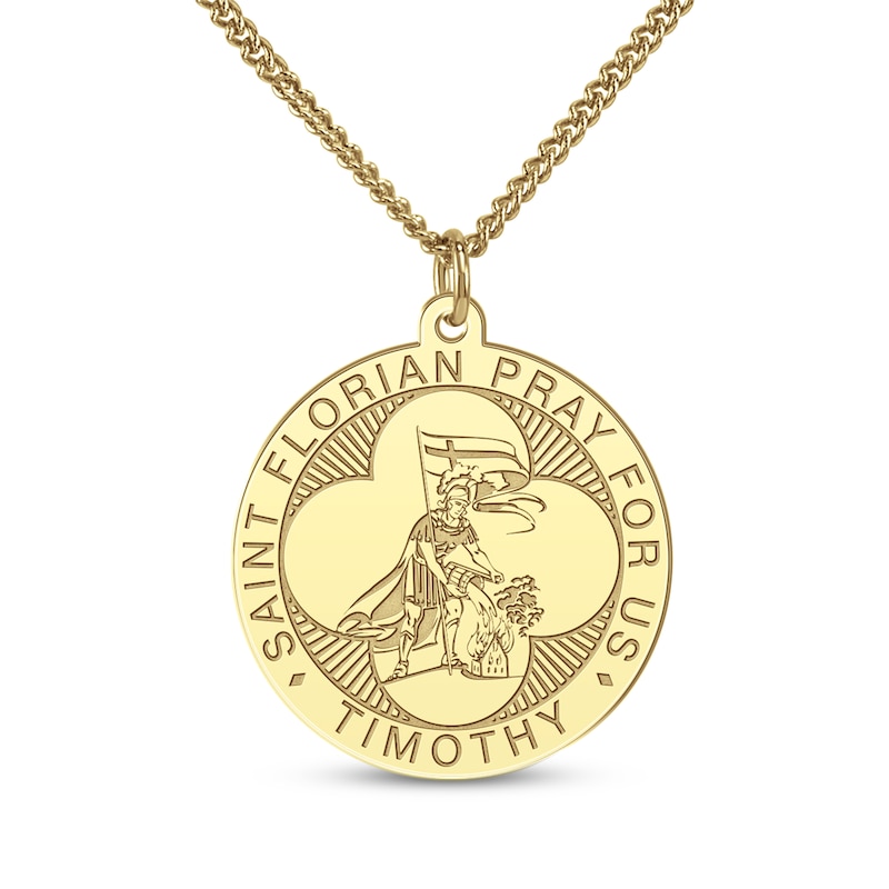 Main Image 4 of Men's Saint & Name Medallion Necklace 10K Yellow Gold 22"