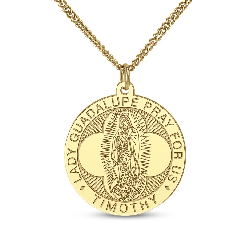Main Image 5 of Men's Saint & Name Medallion Necklace 10K Yellow Gold 22"