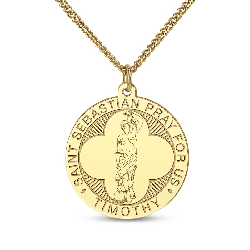 Main Image 6 of Men's Saint & Name Medallion Necklace 10K Yellow Gold 22"