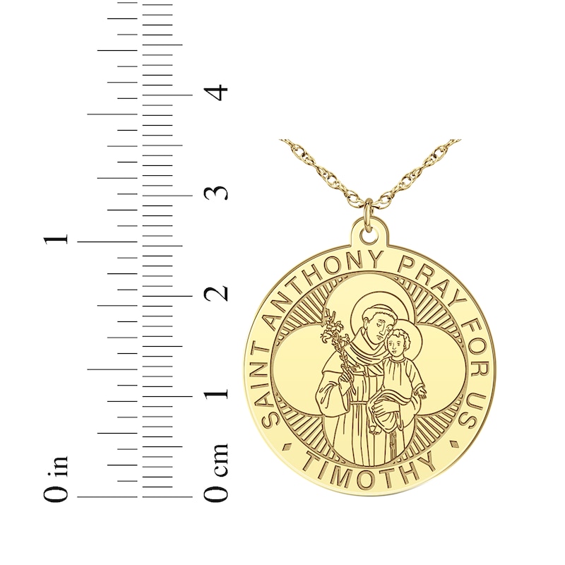 Main Image 9 of Men's Saint & Name Medallion Necklace 10K Yellow Gold 22"