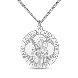 Men's Saint & Name Medallion Necklace Sterling Silver 22"