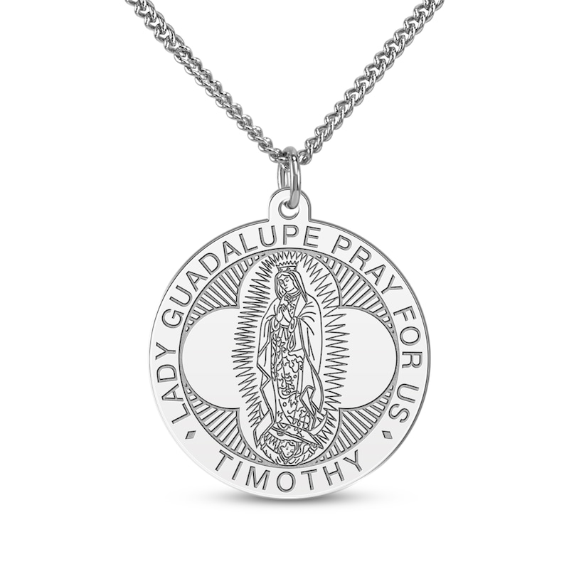 Main Image 5 of Men's Saint & Name Medallion Necklace Sterling Silver 22"