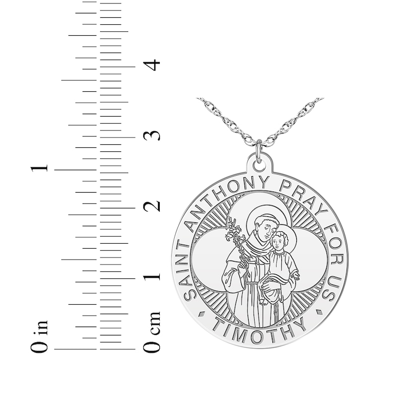 Main Image 9 of Men's Saint & Name Medallion Necklace Sterling Silver 22"
