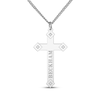 Thumbnail Image 1 of Men's Diamond Accent Cross Name Necklace Sterling Silver 22"