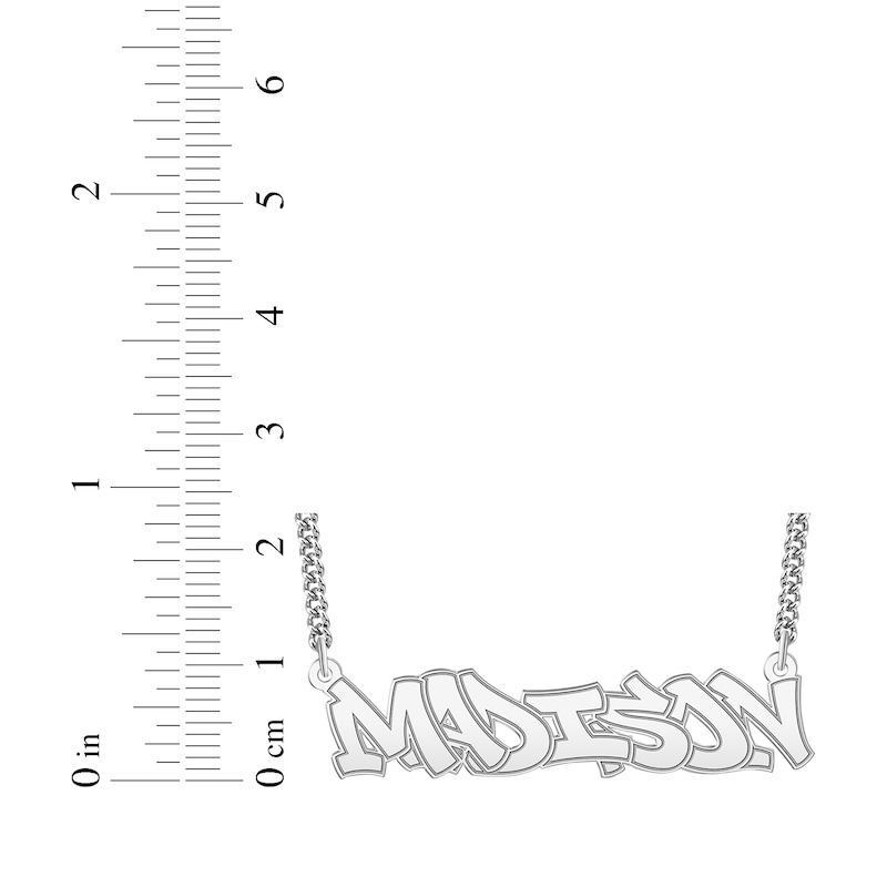 Main Image 4 of Graffiti Name Necklace Sterling Silver 22"