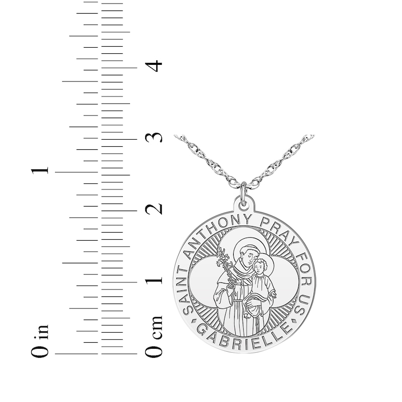 Main Image 10 of Saint & Name Medallion Necklace 10K White Gold 18"