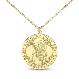 Saint & Name Medallion Necklace 10K Yellow Gold 18"