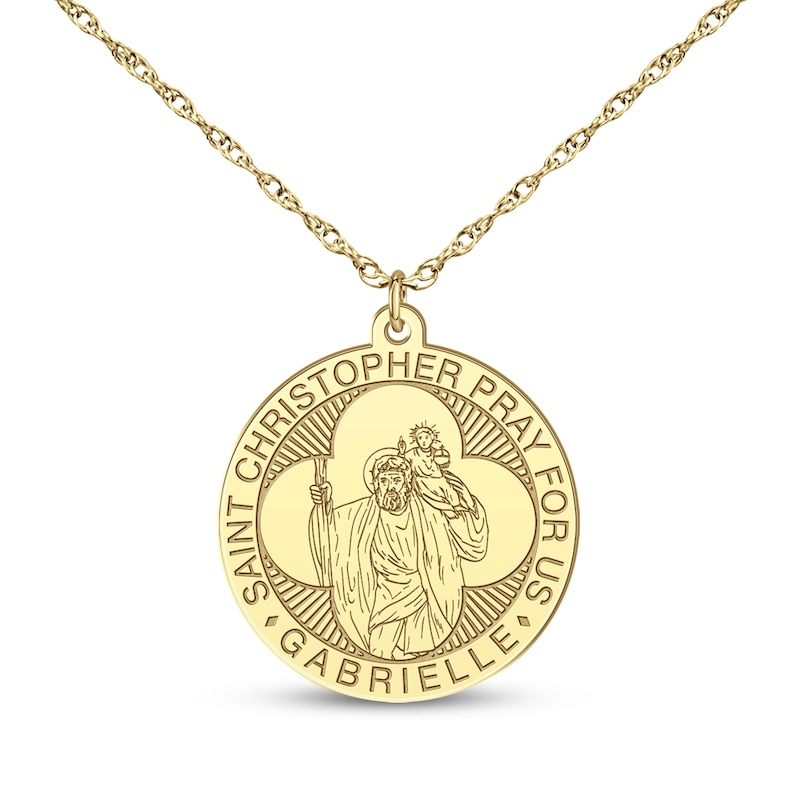 Main Image 3 of Saint & Name Medallion Necklace 10K Yellow Gold 18"