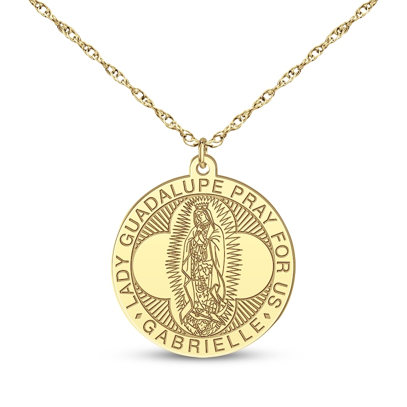 Main Image 5 of Saint & Name Medallion Necklace 10K Yellow Gold 18"